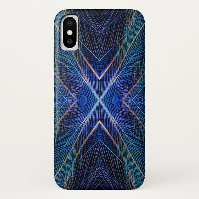 Capa Para iPhone, Case-Mate Desenho de Pena Fractal Azul (Verso)
