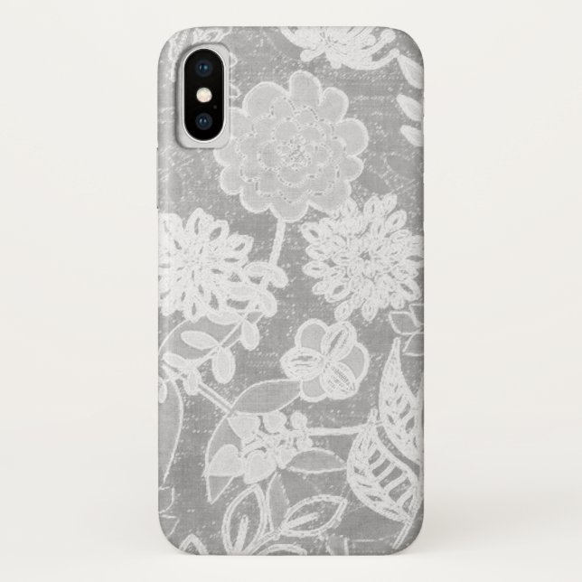 Capa Para iPhone, Case-Mate desenho floral cinza prata (Verso)