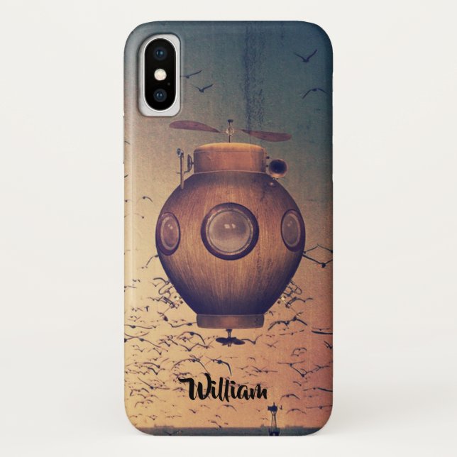 Capa Para iPhone, Case-Mate Desenho Steampunk de Submarinos Mecânicos (Verso)