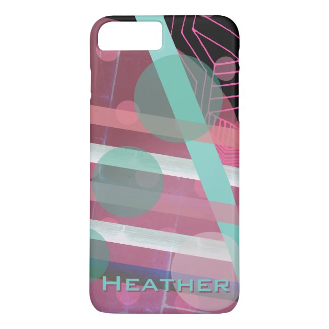 Capa Para iPhone, Case-Mate Design Abstrato/Rosa & Turquesa/Personalizado (Verso)