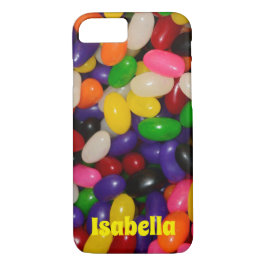Capa iPhone 8/ 7 Design de Bean de gelatina colorido com nome perso