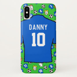 Capa Para iPhone Da Case-Mate Design de Camisas Azuis de Futebol.