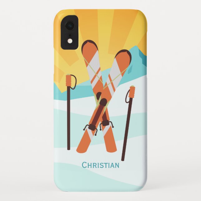 Capa Para iPhone, Case-Mate Design de Esqui Retroativo com Paisagem de Neve (Verso)