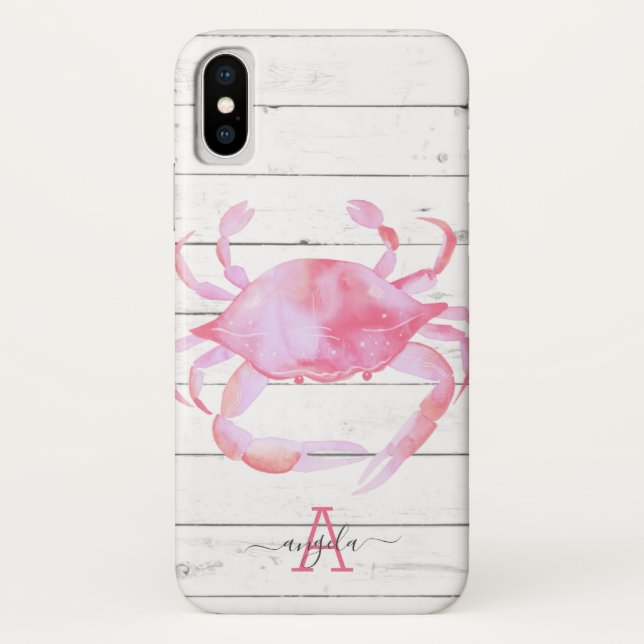 Capa Para iPhone, Case-Mate Design de madeira de caranguejo rosa (Verso)