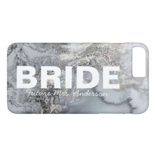 Capa iPhone 8 Plus/7 Plus Design de Silver Marble Bride