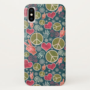 Capa Para iPhone X Design do sinal do pacifismo do hipster do símbolo