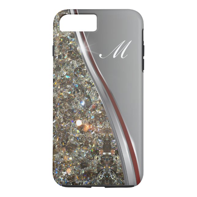 Capa Para iPhone, Case-Mate Design elegante do monograma de Bling (Verso)