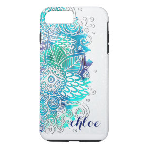 Capa Para iPhone Da Case-Mate Design floral da mandala do azul e da cerceta do
