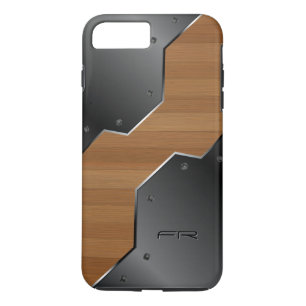 Capa Para iPhone Da Case-Mate Design Geométrica da Madeira Preta e Castanha