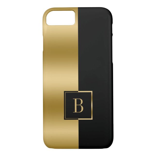 Capa Para iPhone, Case-Mate Design Geométrico Simples Moderno Preto e Dourado (Verso)