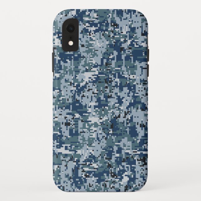 Capa Para iPhone, Case-Mate Design marinho da Camuflagem Digital Azul (Verso)