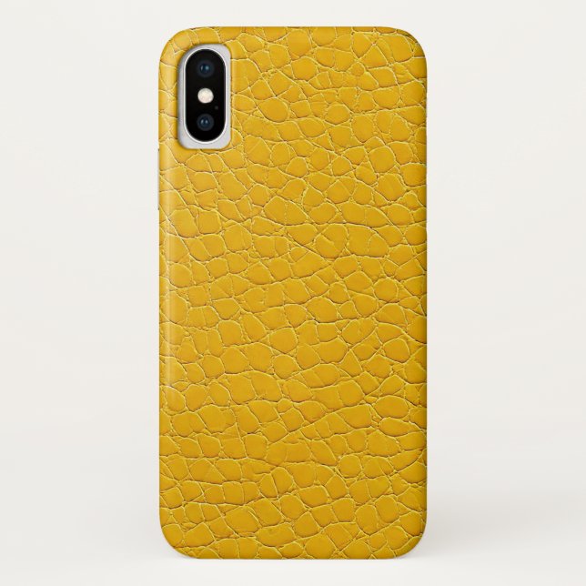 Capa Para iPhone, Case-Mate Design Moderno em Faux Couro Amarelo Texturizado (Verso)