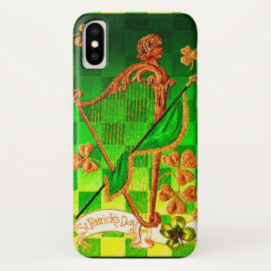 CAPA PARA iPhone DA Case-Mate DIA DE SÃO PATRÍCIO IRLANDÊS HARP, VERDE DOURADO S