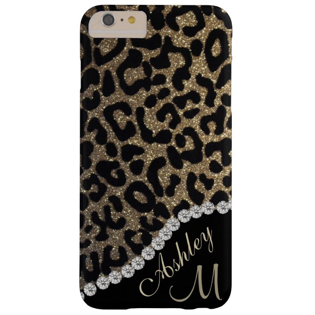 Capa Para iPhone, Case-Mate Diamante e Leopard Glitter Monograma (Verso)