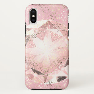 Capa Para iPhone Da Case-Mate Diamante rosa sobre Pastel claro com Faísca Dourad