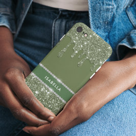 Capa iPhone 8/ 7 Diamante Verde da Glitter do Sábio Moderno