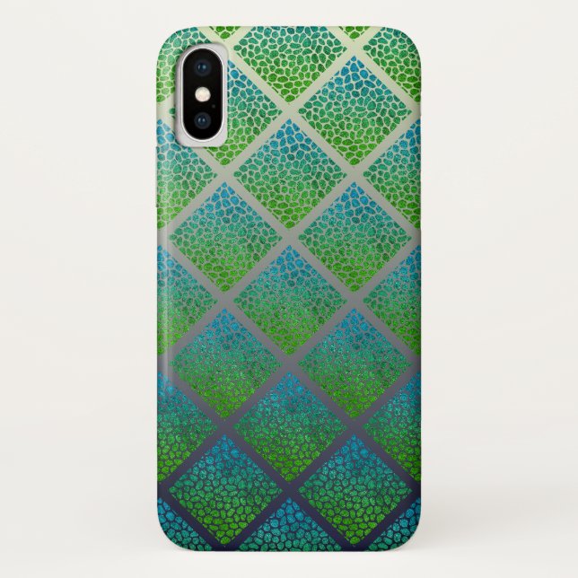 Capa Para iPhone, Case-Mate Diamantes mosaicos modernos de turquesa Impressão  (Verso)