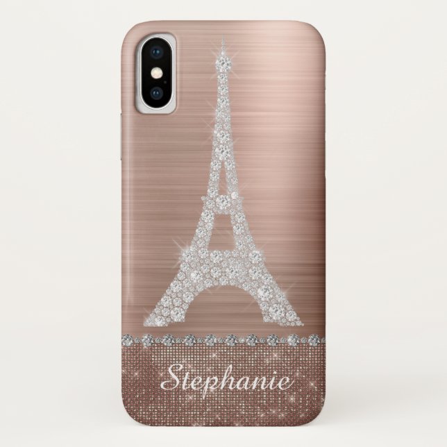 Capa Para iPhone, Case-Mate Diamond Sparkle de Rosa personalizado (Verso)