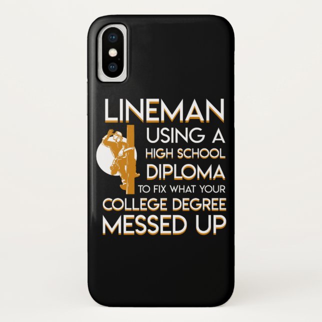 Capa Para iPhone, Case-Mate Diploma universitário do reparo do lineman sujado (Verso)