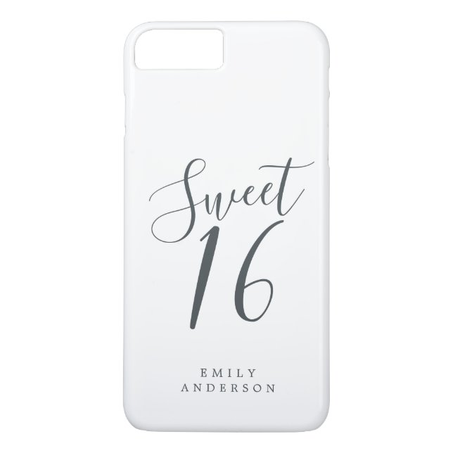 Capa Para iPhone, Case-Mate Doce Script 16 Preto Branco Aniversário de 16 anos (Verso)
