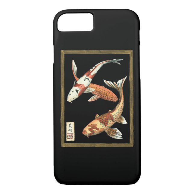 Capa Para iPhone, Case-Mate Dois Koi Goldfish japoneses em preto (Verso)