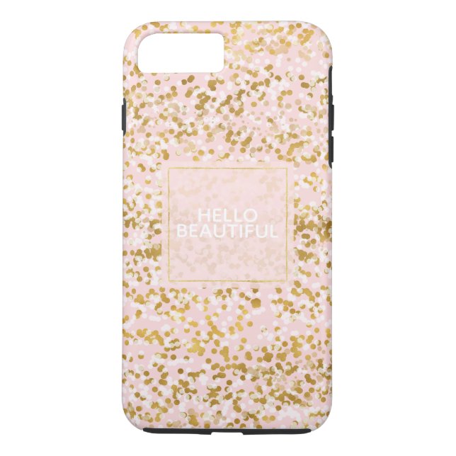 Capa Para iPhone, Case-Mate Dourada Confetti Rosa Branco (Verso)