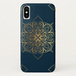 Capa Para iPhone X Dourada Cor damasco de Mandala