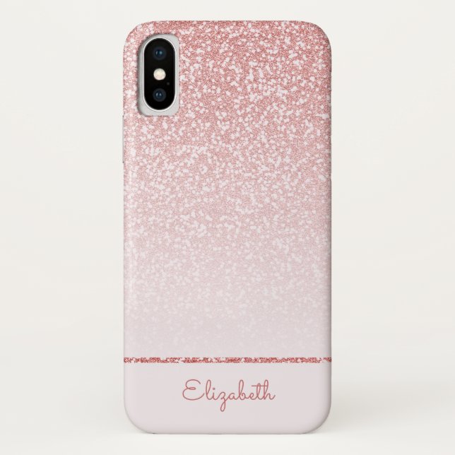 Capa Para iPhone, Case-Mate Dourada faixa de brilho rosa-rosa-claro personaliz (Verso)
