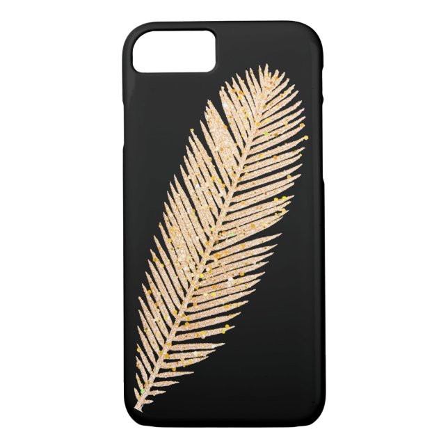 Capa Para iPhone, Case-Mate Dourada Faux Glitter Feather (Verso)