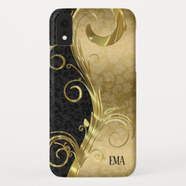 Capa Para iPhone Da Case-Mate Dourado Black Damask Dourado Swirls