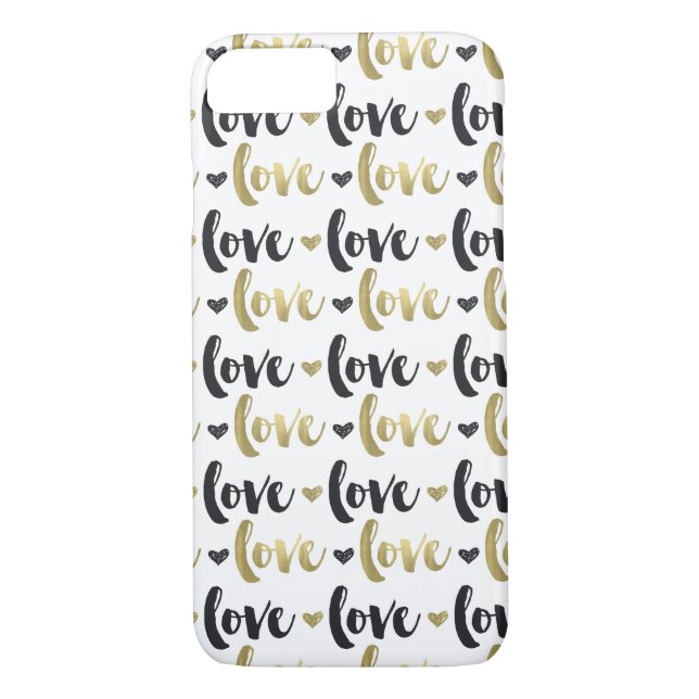 Capa Para iPhone, Case-Mate Dourado Black Love Heart (Verso)