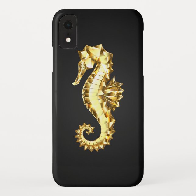 Capa Para iPhone, Case-Mate Dourado Cavalo de Mar Poligonal (Verso)