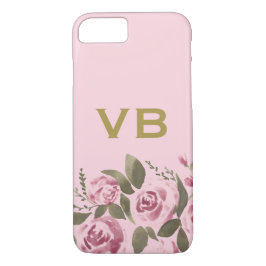 Capa iPhone 8/ 7 Dourado Cor de Água Flor Rosa