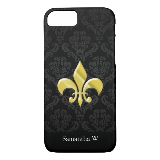 Capa Para iPhone, Case-Mate Dourado Damask Fleur de Lis (Verso)