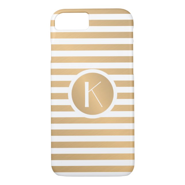 Capa Para iPhone, Case-Mate Dourado e White Stripes monograma (Verso)