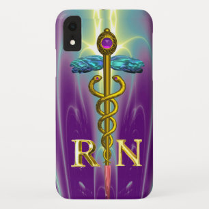 CAPA PARA iPhone XR DOURADO SÍMBOLO DE ENFERMEIRA REGISTRADO DO CADUEU