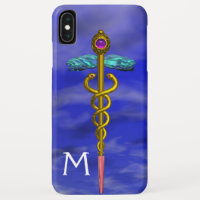 DOURADO SÍMBOLO MÉDICO CADUANO Monograma do Céu Az
