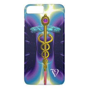 Capa Para iPhone Da Case-Mate DOURADO SÍMBOLO MÉDICO CADUANO, Monograma Roxo Azu