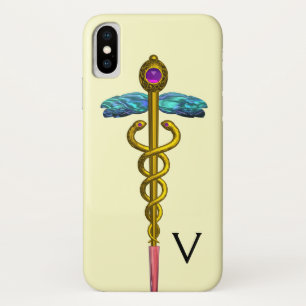 Capa Para iPhone Da Case-Mate DOURADO SÍMBOLO MÉDICO CADUEUS, MONOGRAMA, Creme