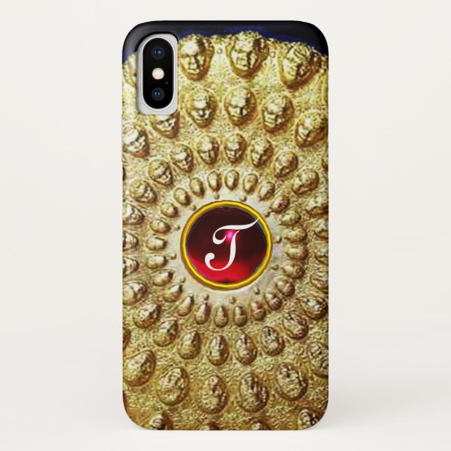 Capa Para iPhone, Case-Mate DOURADO THRACIAN DISK MONOGRAM Red Ruby Gem (Verso)
