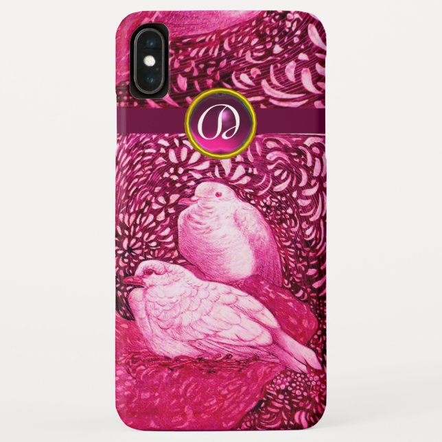 CAPA PARA iPhone, Case-Mate  DOVAS BRANCAS EM MONOGRAMA DE FUCHSIA DE PINCO (Verso)