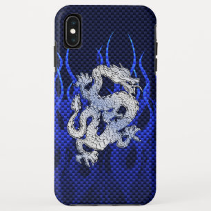 Capa Para iPhone XS Max Dragão em cromo como o estilo de fibra de carbono