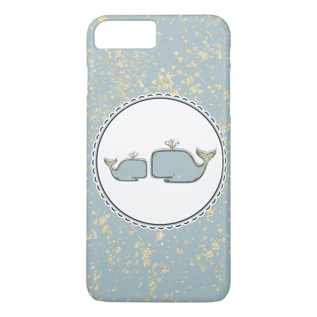 Capa Para iPhone, Case-Mate Duas Baleias Marinhas Azul & Ouro Boutique (Verso)