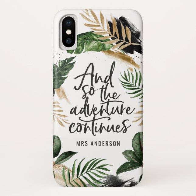 Capa Para iPhone, Case-Mate E assim a aventura continua a folha tropical (Verso)