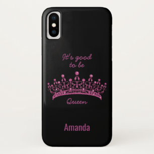 Capa Para iPhone Da Case-Mate É bom ser Rainha Rosa Glitter Crown iPhone X Case