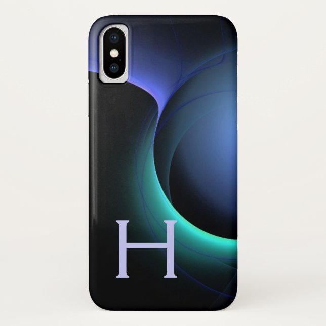 Capa Para iPhone, Case-Mate ECLIPSE MONOGRAM Vibrante preto azul (Verso)
