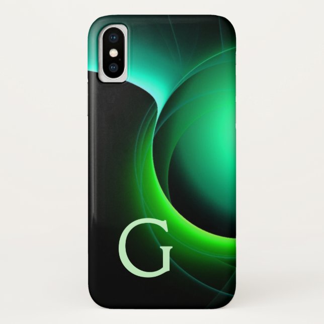 Capa Para iPhone, Case-Mate ECLIPSE MONOGRAMA Verde vibrante preto (Verso)
