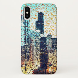 Capa Para iPhone Da Case-Mate Edifícios da cidade azul em mosaico com alivio
