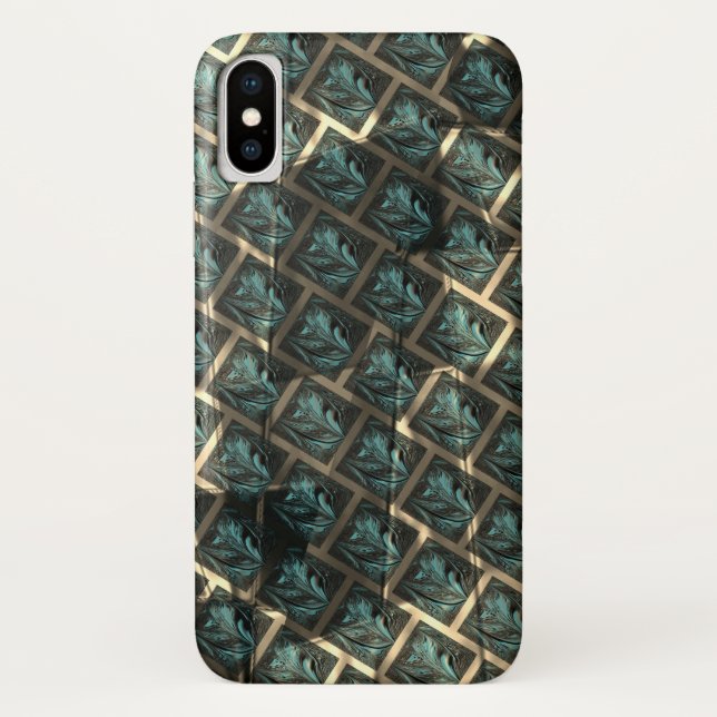 Capa Para iPhone, Case-Mate Efeito de tijolos de cinzas azuis, sob ponto escur (Verso)