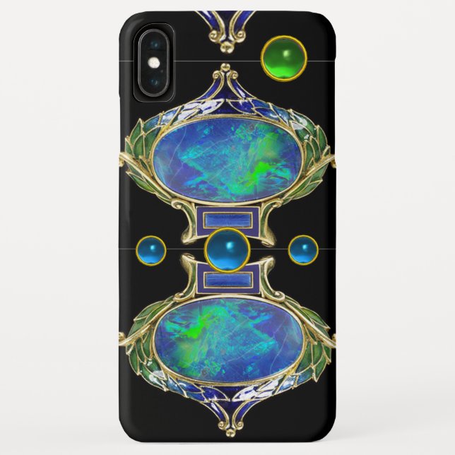 Capa Para iPhone, Case-Mate EFEITO OPAL VERDE abstrato AZUL COM GEMSTONAS (Verso)